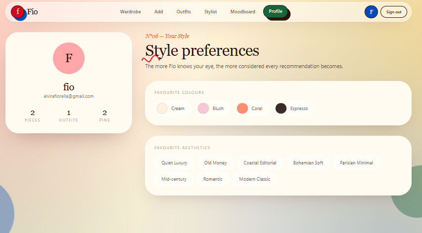 STYLE PREFERENCES / TASTE PROFILE