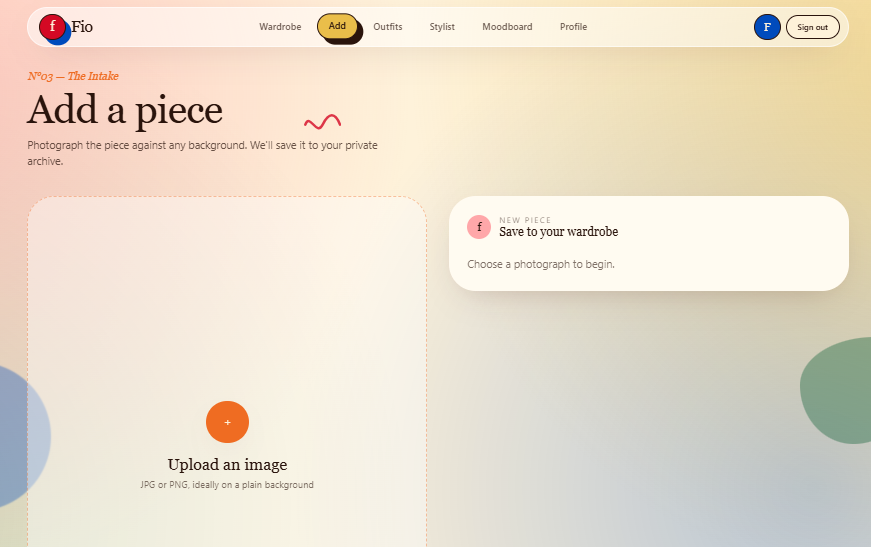 ADD A PIECE / UPLOAD
